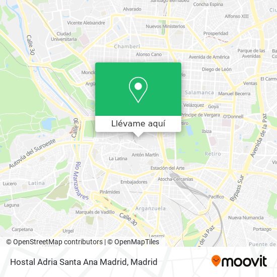 Mapa Hostal Adria Santa Ana Madrid