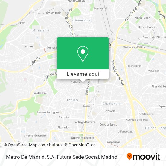 Mapa Metro De Madrid, S.A. Futura Sede Social