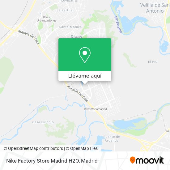 emergencia enviar Actriz Cómo llegar a Nike Factory Store Madrid H2O en Rivas-Vaciamadrid en  Autobús, Metro o Tren?