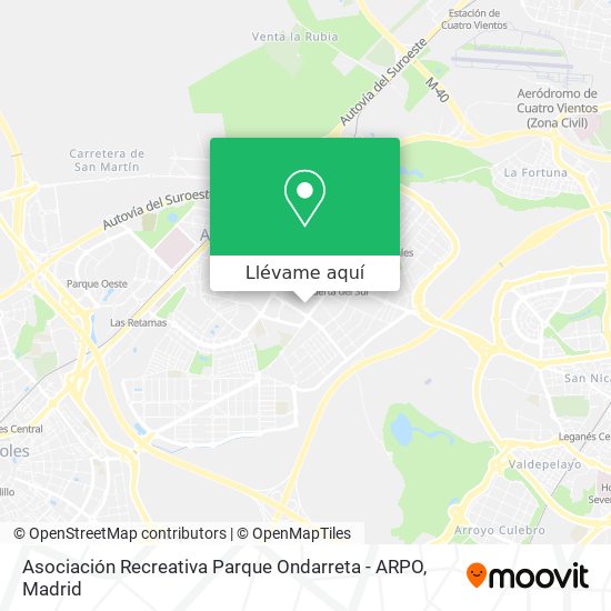 Mapa Asociación Recreativa Parque Ondarreta - ARPO