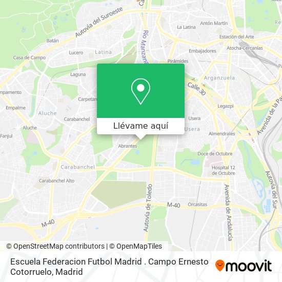 Mapa Escuela Federacion Futbol Madrid . Campo Ernesto Cotorruelo