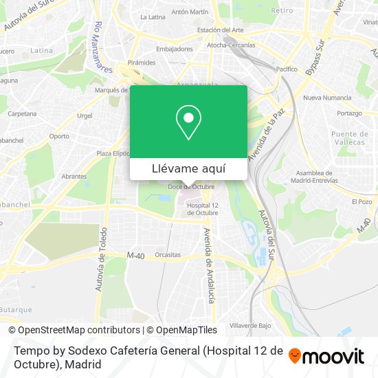 Mapa Tempo by Sodexo Cafetería General (Hospital 12 de Octubre)