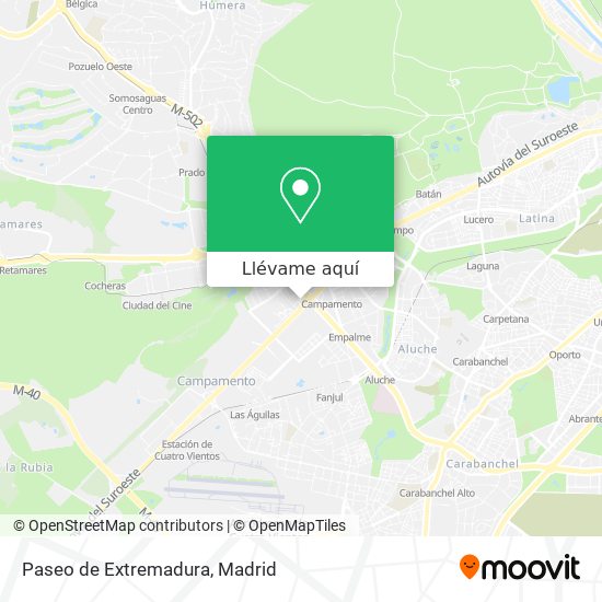 Cómo llegar a Paseo de Extremadura Madrid en Autobús, Metro o Tren?