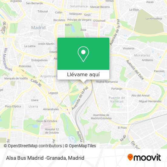 Mapa Alsa Bus Madrid -Granada