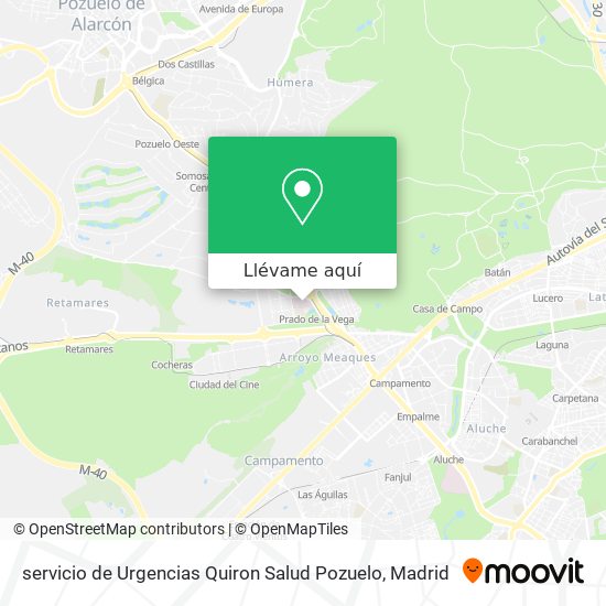 Mapa servicio de Urgencias Quiron Salud Pozuelo