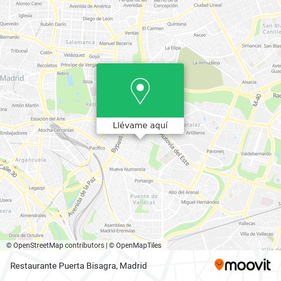 Campanilla Moretón seco Cómo llegar a Restaurante Puerta Bisagra en Madrid en Autobús, Metro, Tren  o Tren ligero?