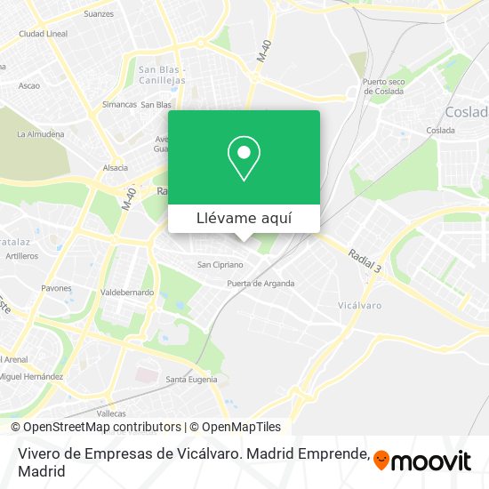 Mapa Vivero de Empresas de Vicálvaro. Madrid Emprende