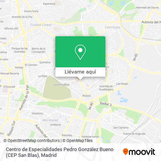 Mapa Centro de Especialidades Pedro González Bueno (CEP San Blas)