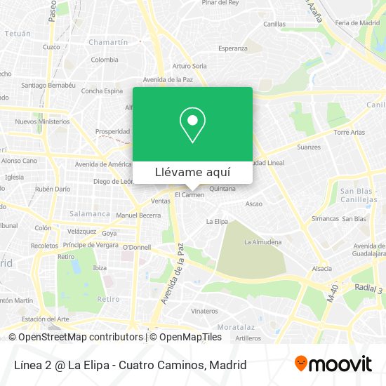 Mapa Línea 2 @ La Elipa - Cuatro Caminos