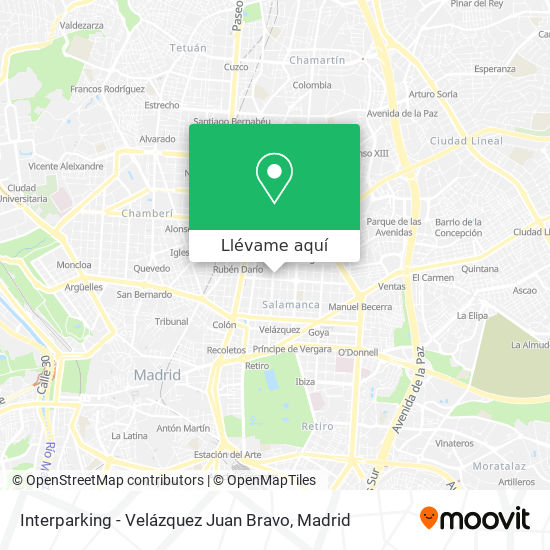 Mapa Interparking - Velázquez Juan Bravo