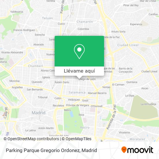 Mapa Parking Parque Gregorio Ordonez