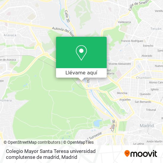 Mapa Colegio Mayor Santa Teresa universidad complutense de madrid