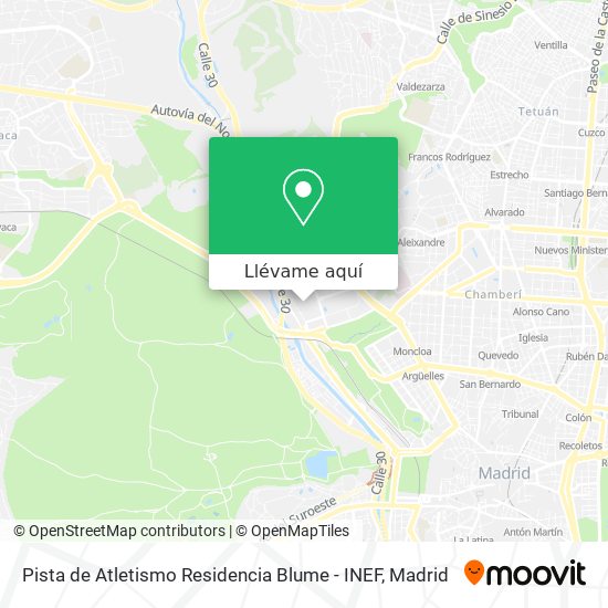 Mapa Pista de Atletismo Residencia Blume - INEF