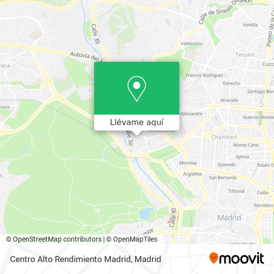 Mapa Centro Alto Rendimiento Madrid