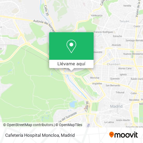 Mapa Cafetería Hospital Moncloa