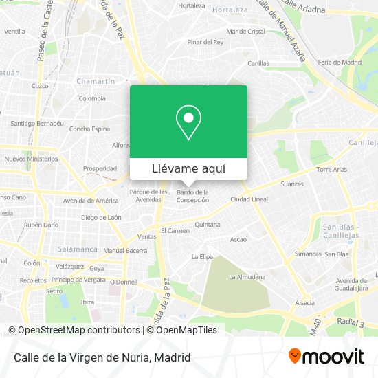 Mapa Calle de la Virgen de Nuria