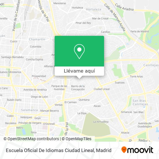 Mapa Escuela Oficial De Idiomas Ciudad Lineal
