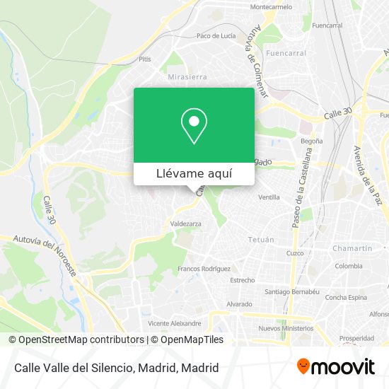 Mapa Calle Valle del Silencio, Madrid