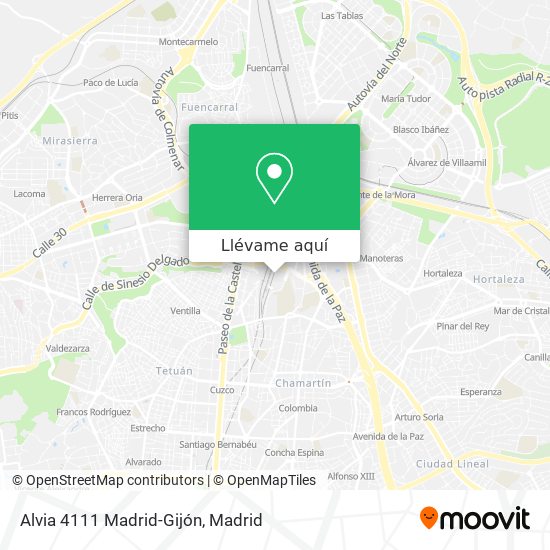 Mapa Alvia 4111 Madrid-Gijón