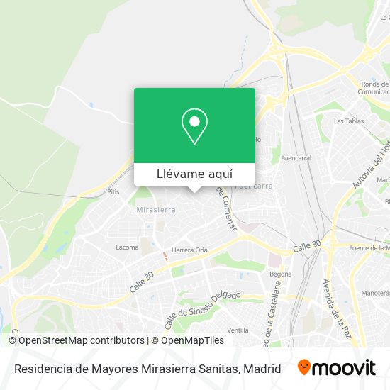 Mapa Residencia de Mayores Mirasierra Sanitas