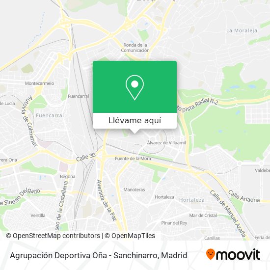 Mapa Agrupación Deportiva Oña - Sanchinarro