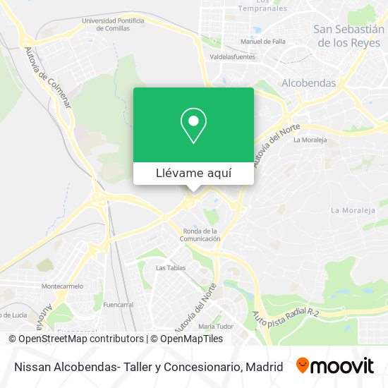 Mapa Nissan Alcobendas- Taller y Concesionario