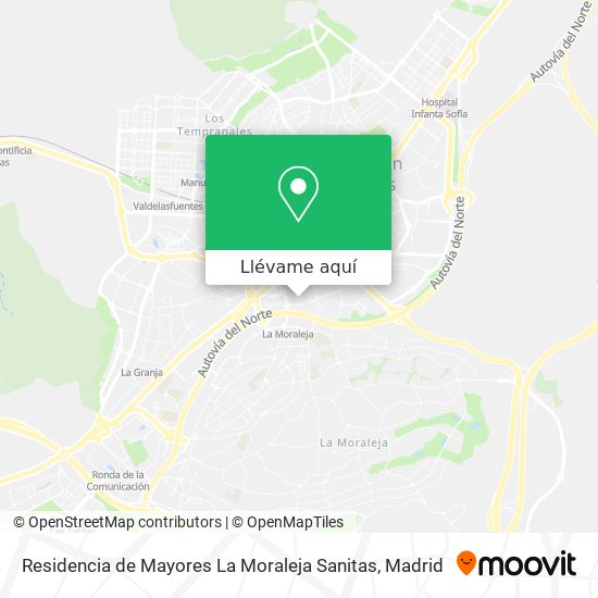 Mapa Residencia de Mayores La Moraleja Sanitas