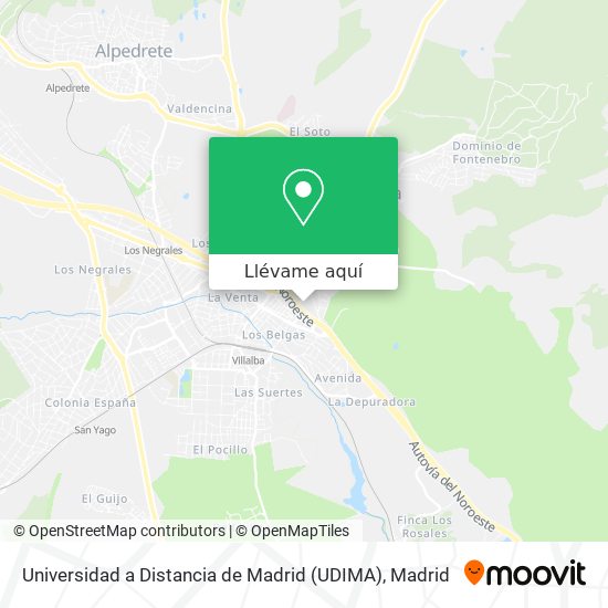 Mapa Universidad a Distancia de Madrid (UDIMA)