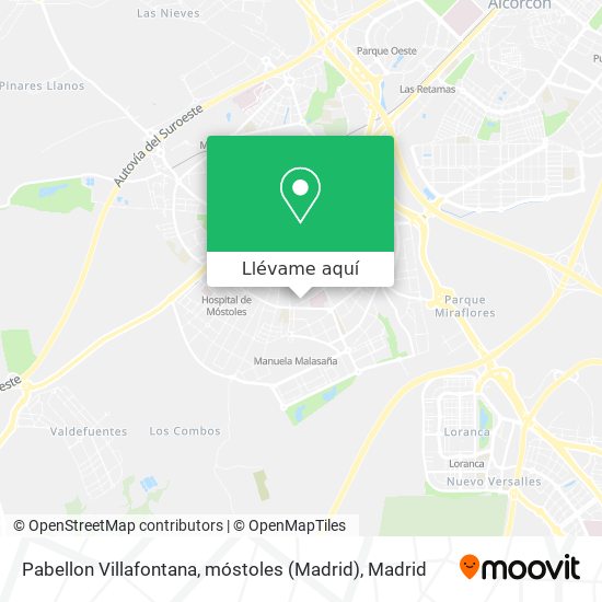 Mapa Pabellon Villafontana, móstoles (Madrid)
