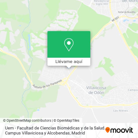 Mapa Uem - Facultad de Ciencias Biomédicas y de la Salud. Campus Villaviciosa y Alcobendas