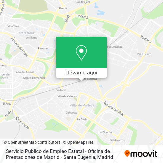 Mapa Servicio Publico de Empleo Estatal - Oficina de Prestaciones de Madrid - Santa Eugenia