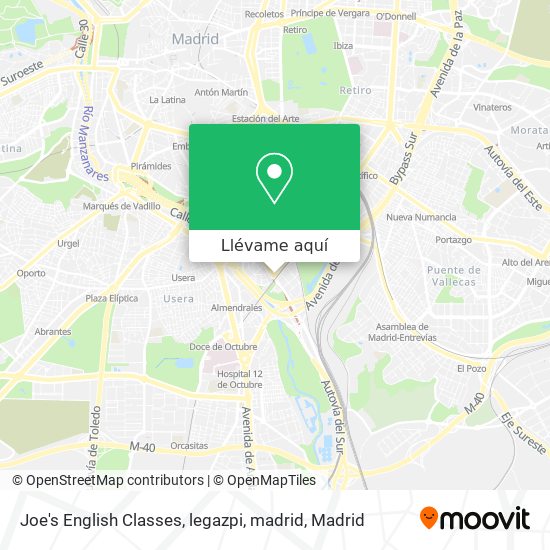 Mapa Joe's English Classes, legazpi, madrid