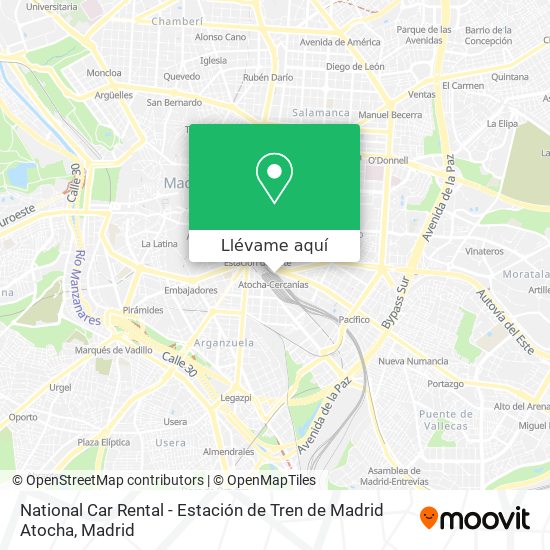 Mapa National Car Rental - Estación de Tren de Madrid Atocha