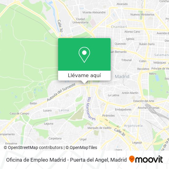 Mapa Oficina de Empleo Madrid - Puerta del Angel
