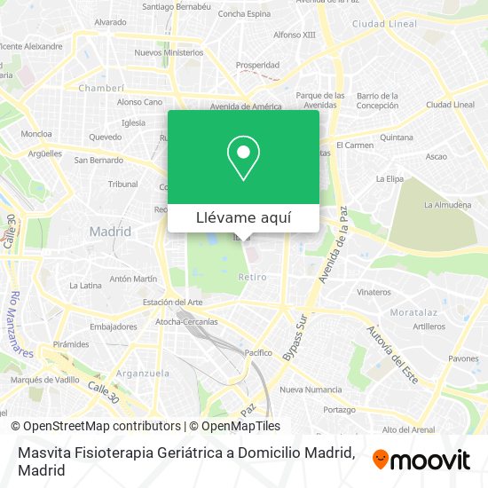 Mapa Masvita Fisioterapia Geriátrica a Domicilio Madrid