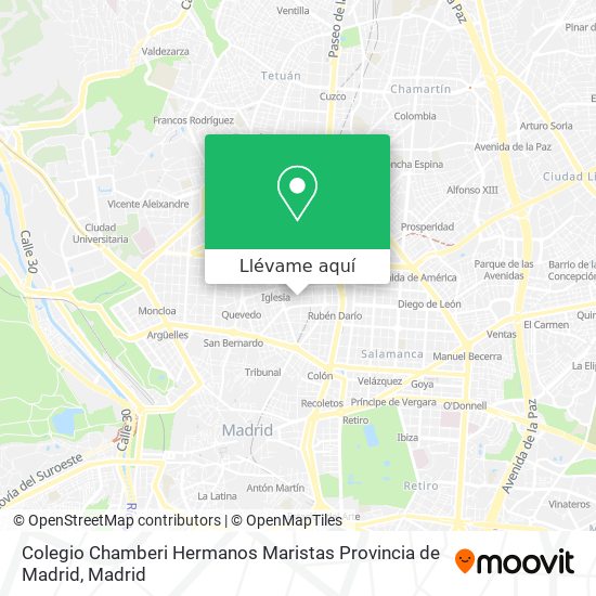 Mapa Colegio Chamberi Hermanos Maristas Provincia de Madrid