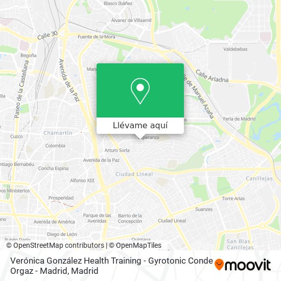 Mapa Verónica González Health Training - Gyrotonic Conde Orgaz - Madrid