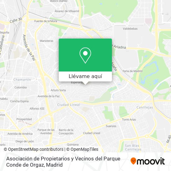 Mapa Asociación de Propietarios y Vecinos del Parque Conde de Orgaz