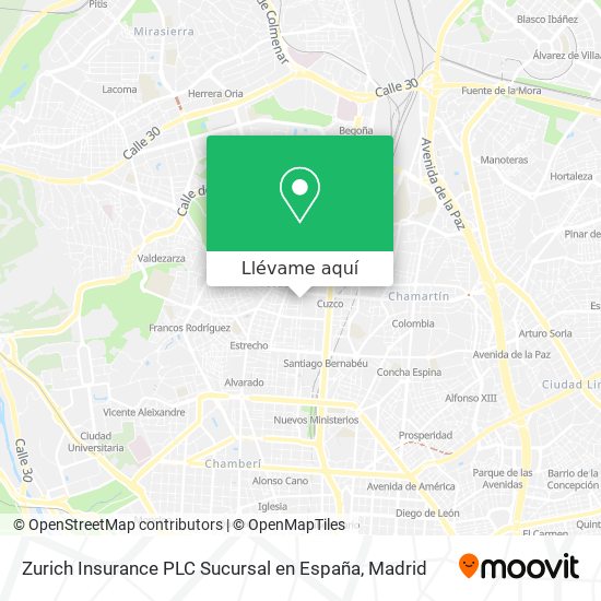Mapa Zurich Insurance PLC Sucursal en España