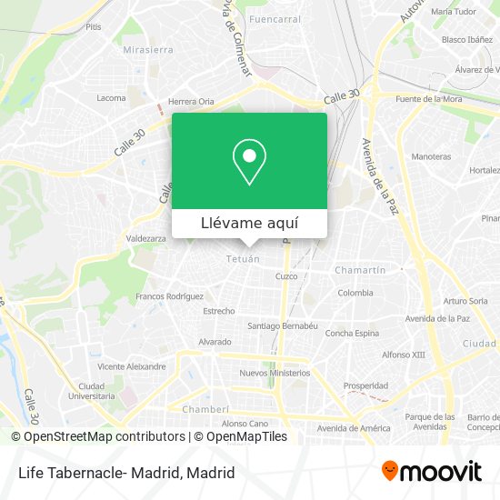 Mapa Life Tabernacle- Madrid