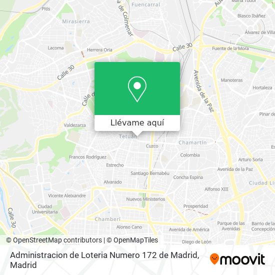 Mapa Administracion de Loteria Numero 172 de Madrid