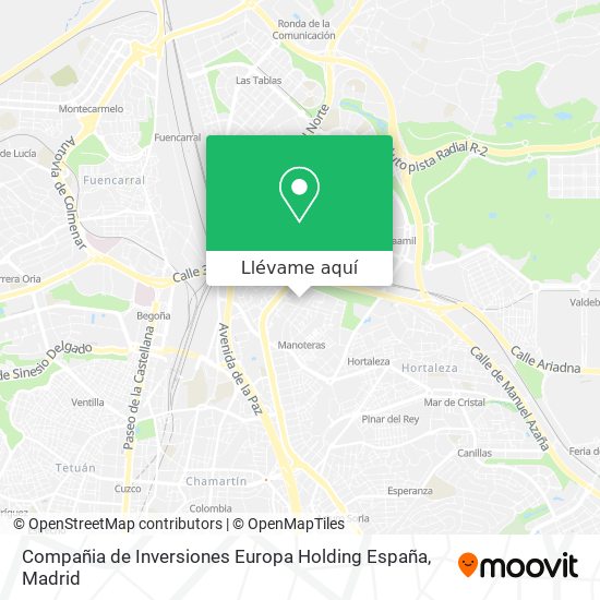 Mapa Compañia de Inversiones Europa Holding España