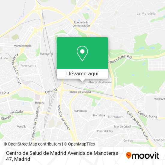 Mapa Centro de Salud de Madrid Avenida de Manoteras 47