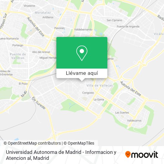 Mapa Universidad Autonoma de Madrid - Informacion y Atencion al