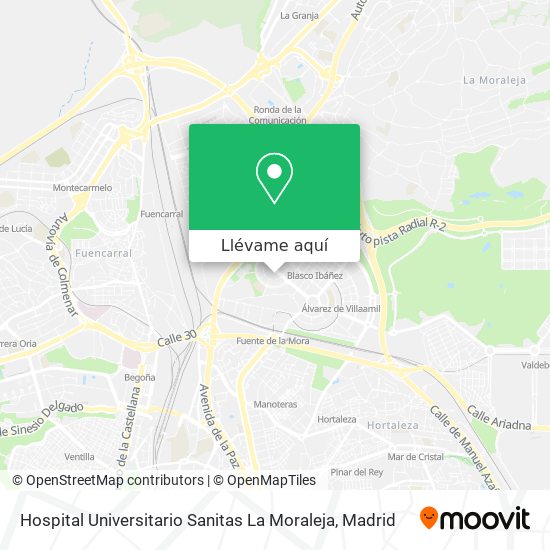 Mapa Hospital Universitario Sanitas La Moraleja