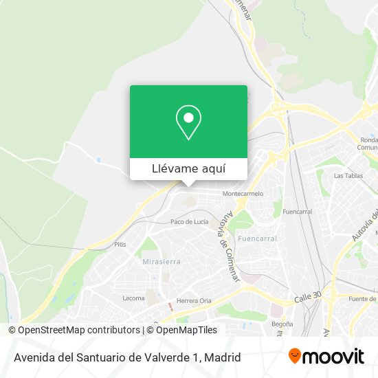 Mapa Avenida del Santuario de Valverde 1