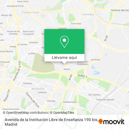 Mapa Avenida de la Institución Libre de Enseñanza 190 bis