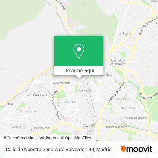 Mapa Calle de Nuestra Señora de Valverde 193