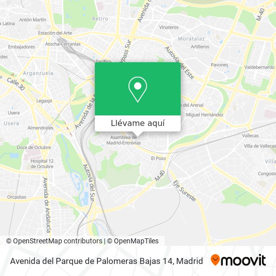 Mapa Avenida del Parque de Palomeras Bajas 14