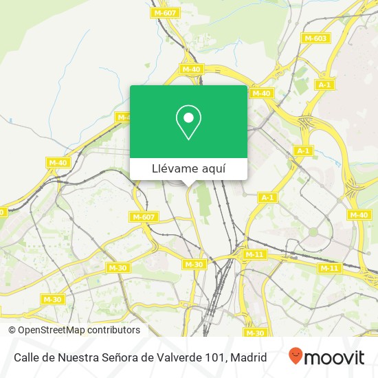 Mapa Calle de Nuestra Señora de Valverde 101